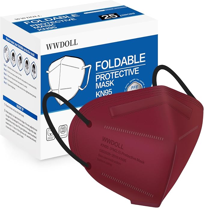 WWDOLL KN95 Face Mask 25 Pack, 5-Layers Breathable Disposable KN95 Masks by WWDOLL