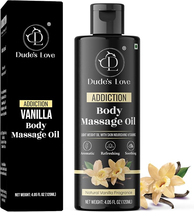 Organic - Vanilla Full Body Massage Oil - No Stain & Non-Sticky | by DudesLove