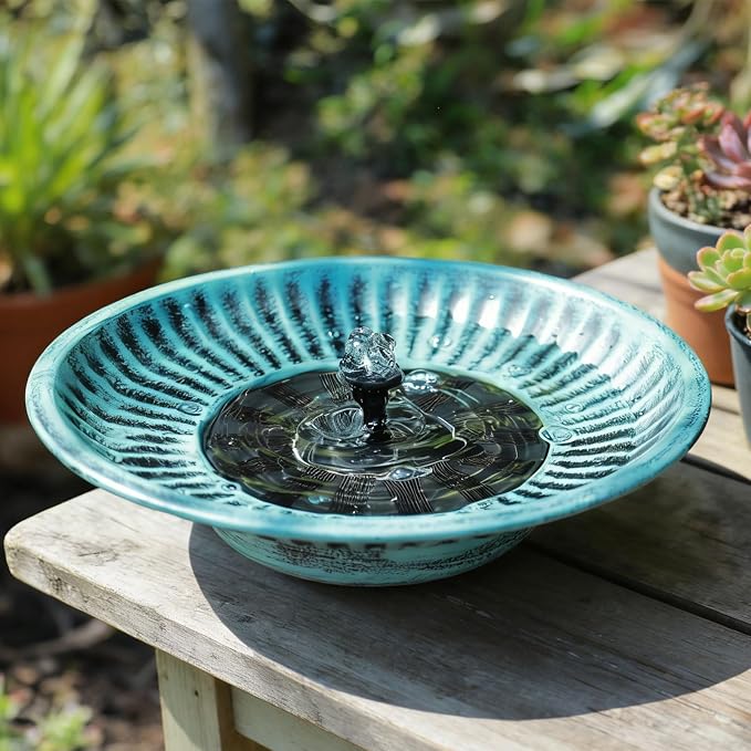 12.3" Solar Fountain Bird Bath for Outside, Metal Solar Bird Bath Fountains - Image 7