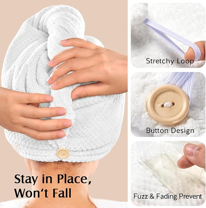YFONG 2 Pack Microfiber Hair Towel Wrap - Image 5