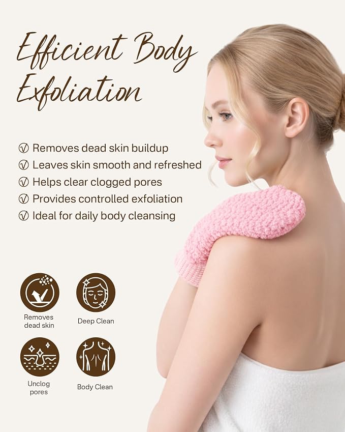 Exfoliating Gloves 2 Pack, Wave Texture Exfoliating Mitt - Image 4