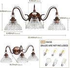Vintage Bathroom Vanity Light, 3-Light Matte Antique Red Bronze Finish Wall - Image 6