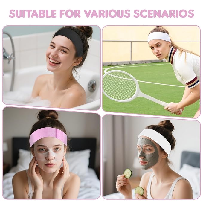 30Pcs Disposable Spa Facial Headbands, Non-Woven Stretch Disposable Headbands - Image 6