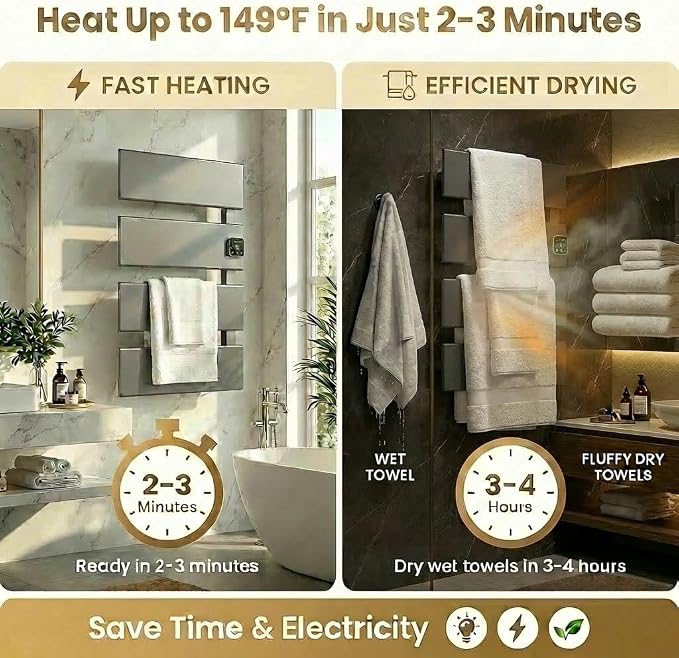 Electric Towel Warmer, Heated Towel Rack - Image 3