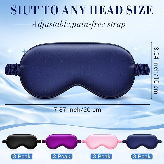Cutecrop 12 Pcs Silk Sleep Masks Soft Satin Eye Masks - Image 2