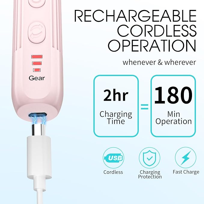 Electric Nail Drill, Professional Manicure Pedicure Kit, Cordless Electric Nail - Image 7