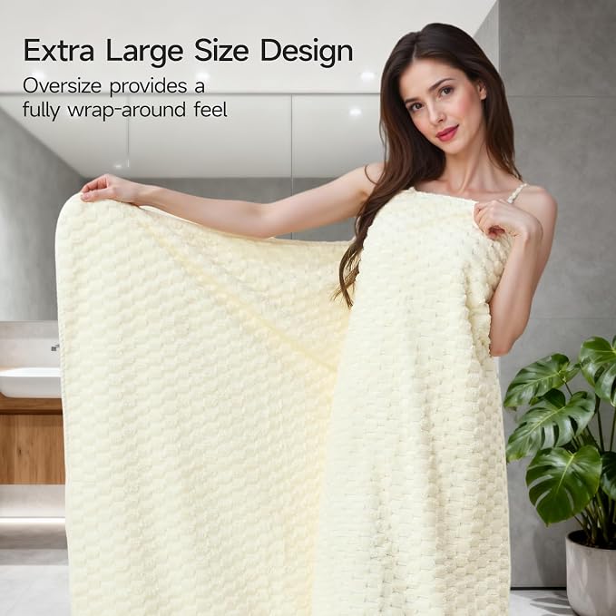 REDKISS Cream Microfiber Towels Set of 6-35x70 Inches Oversized Bath Sheets - Image 3