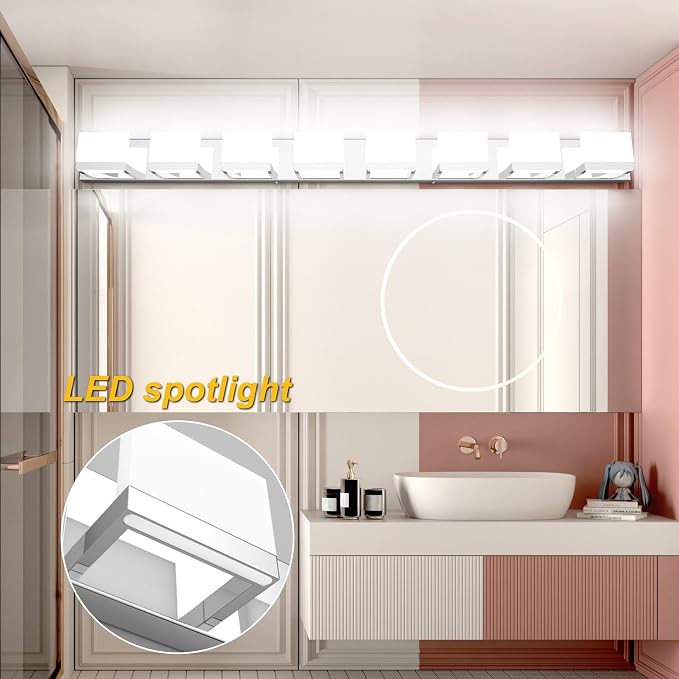 Tipace 8 Lights Modern LED Chrome Vanity Light - Image 4