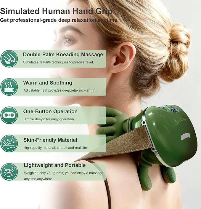Bionic Heated Massager, Wireless Portable Shiatsu Neck and Back Massager - Image 2