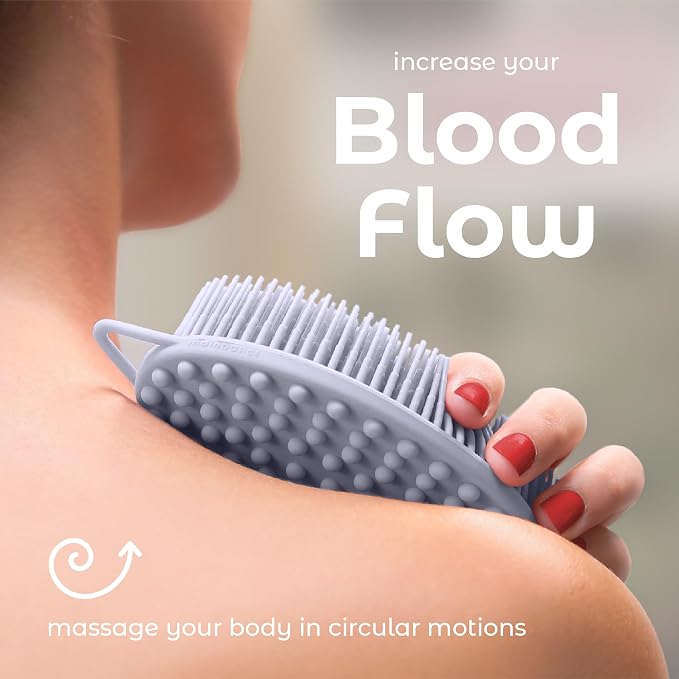 MainBasics Silicone Body Scrubber Dual-Sided Shower Loofah and Massaging Nodes - Image 5