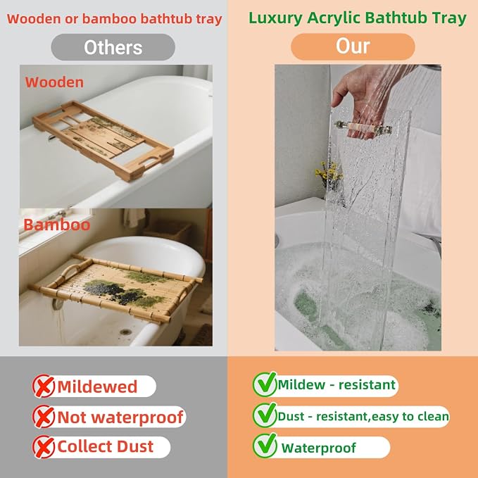 31" Silver Handles Luxury Bathtub Tray Caddy - Image 2