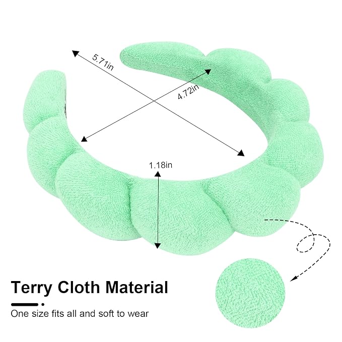 Spa Headband, 3 Pack Soft Terry Cloth Hairband - Image 2