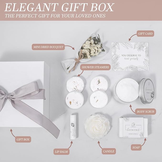 EXTALOW Spa Gifts for Women Bath and Body Gift Basket Mothers Day Gifts Coconut - Image 3