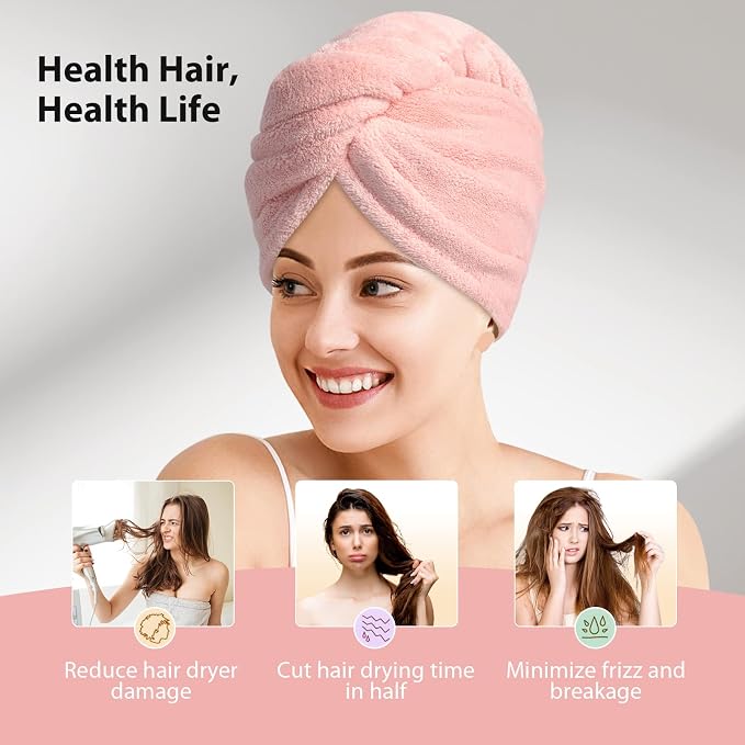 YFONG 3 Pack Microfiber Hair Towel Wrap - Image 4