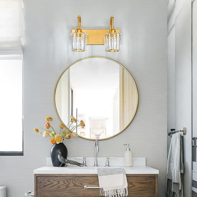 Modern Bathroom Vanity Light, 2-Light Gold Wall Sconce - Image 7
