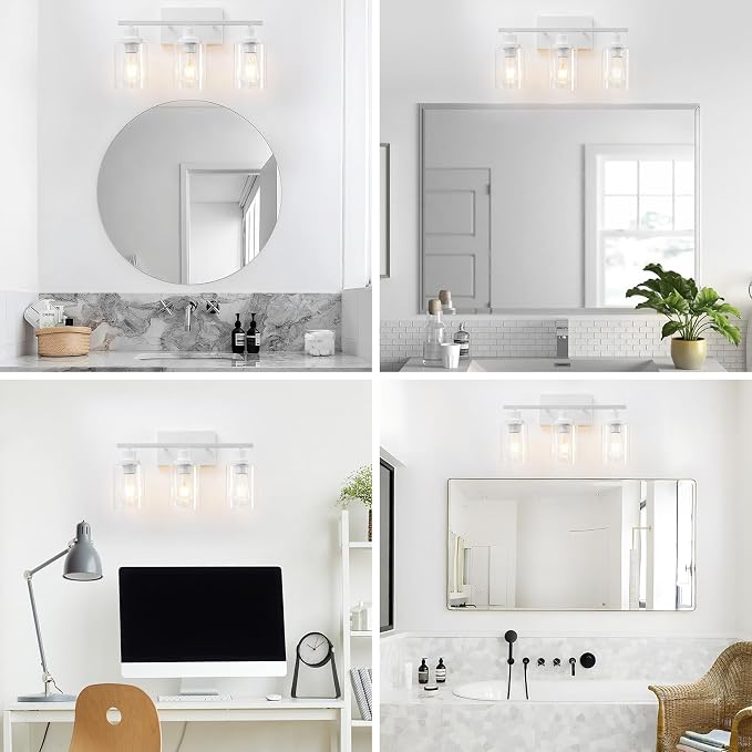 3 Light White Bathroom Light Fixtures Vanity Light Over Mirror Modern Wall - Image 5