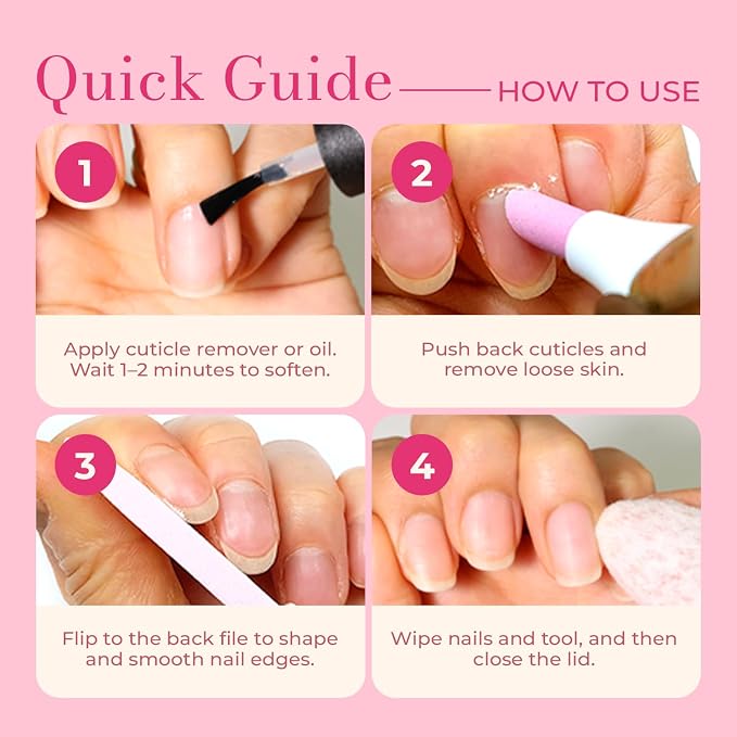 2PCS Victory Ceramic Stone Two-Way Nail Pusher & File Cuticle Trimmer Manicure - Image 5