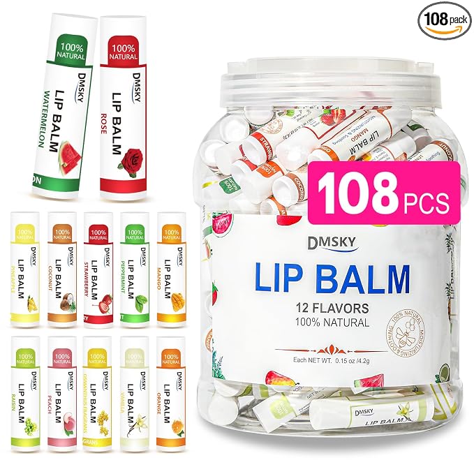 DMSKY Lip Balm Bulk 108 Pack, Lip Balm Hydrating by DMSKY