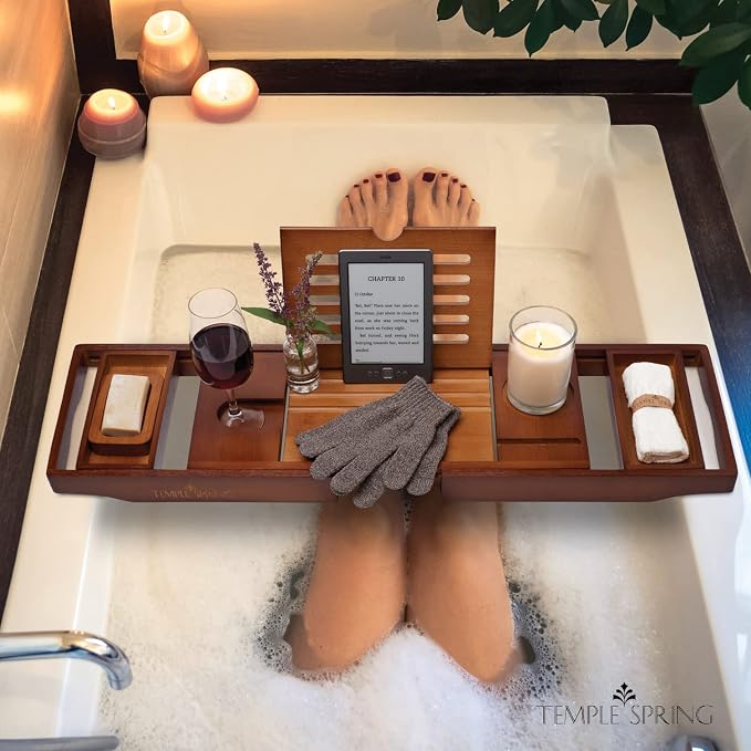 Temple Spring Bamboo Bathtub Tray Caddy - Image 5