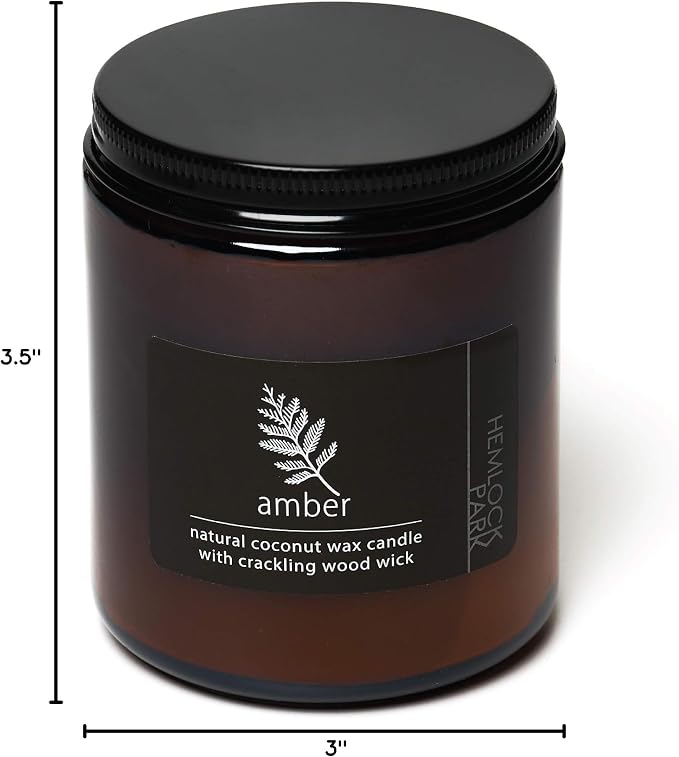 Hemlock Park Amber Apothecary Hand-Poured Scented Candle | Crackling Wood Wick - Image 6