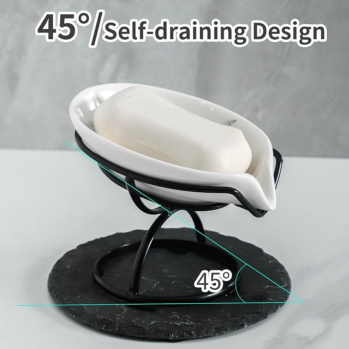Dobbyby Leaf-Shaped Soap Dish – Premium Ceramic Soap Bar Holder - Image 2