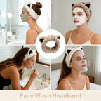 2 Pcs Cat Ears Headband Cute Spa Headband Set Washing Face Makeup Skincare - Image 3