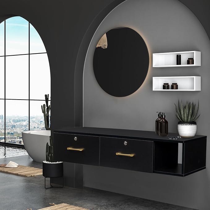 Wall Mount Styling Station for Hair Stylist, Wooden Hair Salon Station Storage - Image 7