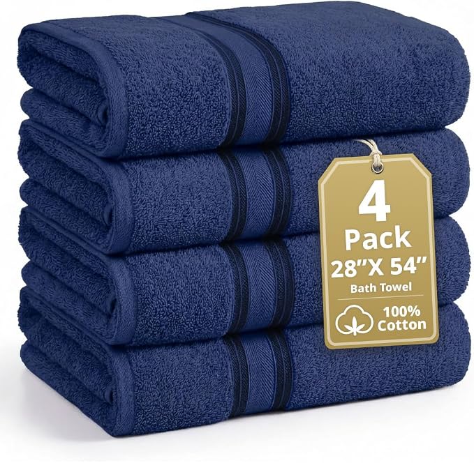 LANE LINEN 100% Cotton 4 Pack Bath Towels by LaneLinen