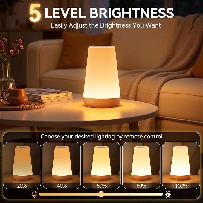 Auxmir LED Night Light Bedside Lamp Touch and Remote Control Dimmable Tabletop - Image 3