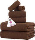 CASA COPENHAGEN EcoPop 6Pcs 100% Cotton Large Designer Towels Gift Set- Toffee by CASACOPENHAGEN