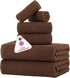 CASA COPENHAGEN EcoPop 6Pcs 100% Cotton Large Designer Towels Gift Set- Toffee by CASACOPENHAGEN