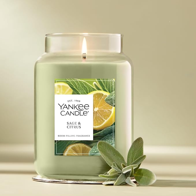 Yankee Candle Sage & Citrus, Scented Candle, 22oz Large Jar - Image 4