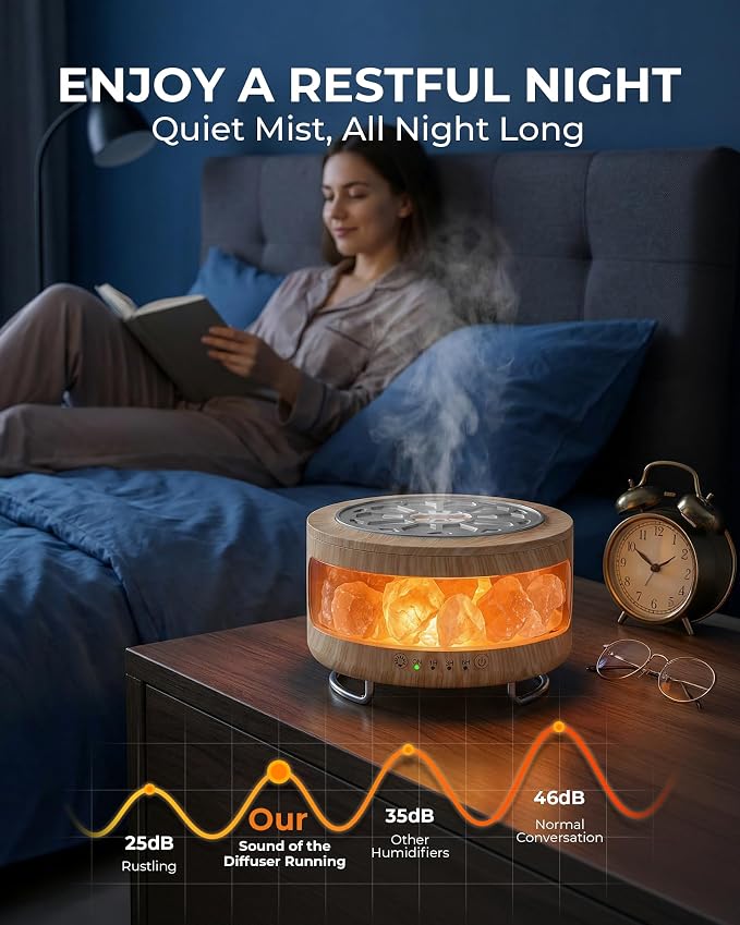 Essential Oil Diffuser with Himalayan Salt Lamp, 350ml Ultrasonic Aromatherapy - Image 8