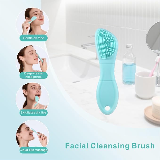 Blackhead Remover & Silicone Face Scrubber, Face Spatula, Facial Cleansing Brush - Image 3