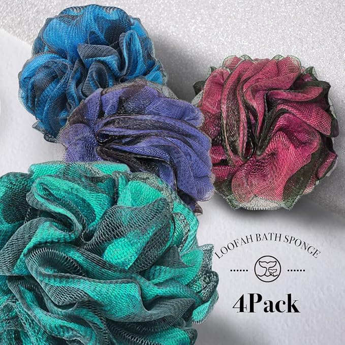 Loofah Sponge Bath Sponge for Women Men 4 Pack - Image 2