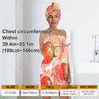 Women’s Strawberry Print Bath Towel and Hair Wrap Set, Soft Absorbent - Image 3