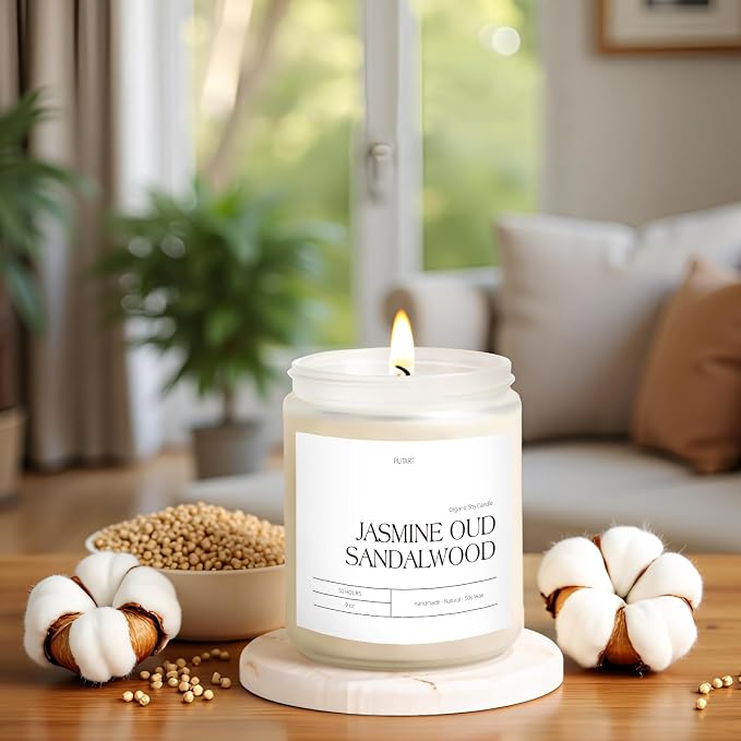 Jasmine, Oud & Sandalwood Scented Candles - Image 7