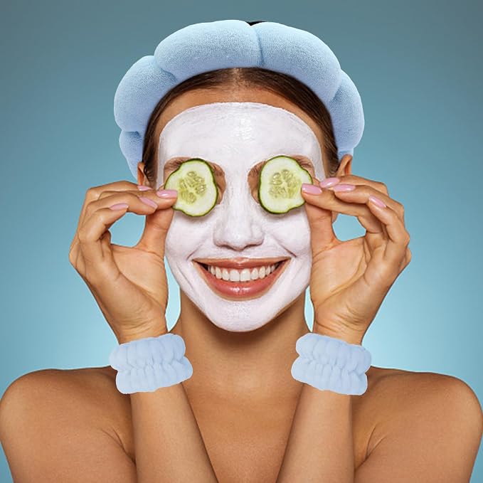 Blue Spa Headband and Wristband Set - Image 3