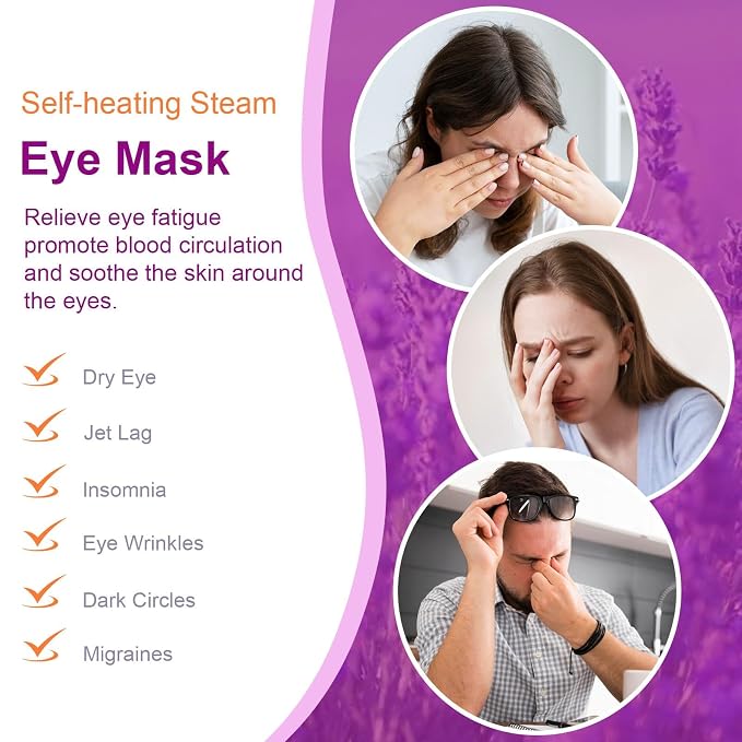 30 Packs Steam Eye Mask, Lavender Steam Eye Masks Disposable, Self-Heating - Image 6