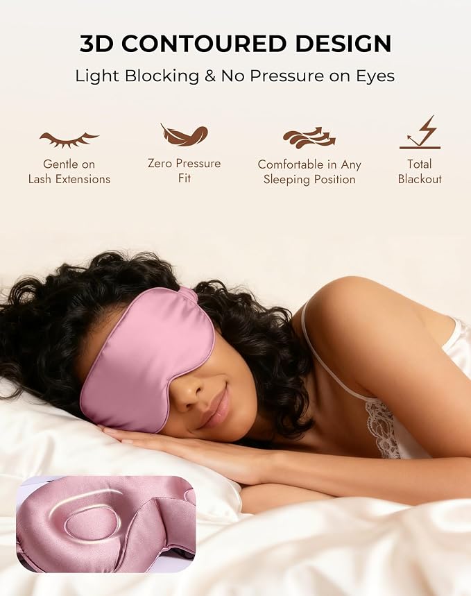 SilkSilky 100% 22 Momme Mulberry Silk Sleep Mask – Upgraded 3D Contoured Eye - Image 5