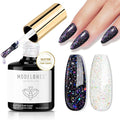 modelones Glitter Gel Nail Polish Top Coat, Rainbow Confetti Gel Top Coat by MODELONES