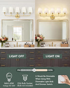 5-Light Bathroom Light Fixtures, Brushed Gold Vanity Lights - Image 6