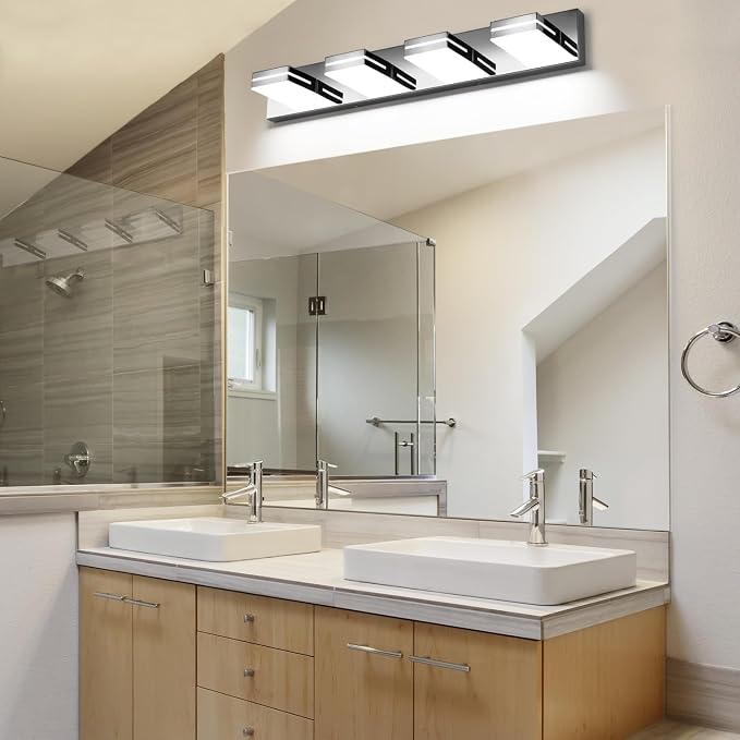 SineRise LED Modern Bathroom Vanity Light Fixtures, Chrome Modern Acrylic - Image 6