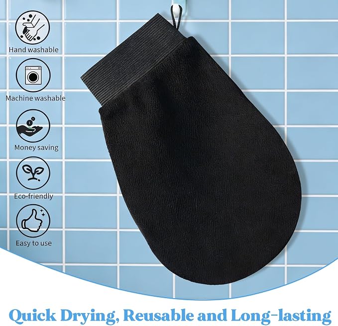 24 Pcs Black Exfoliating Gloves Bulk, Deep Exfoliating Glove - Image 7