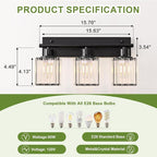 Bathroom Light, 3-Light Modern Crystal Vanity Light, Bathroom Lighting Fixtures - Image 2