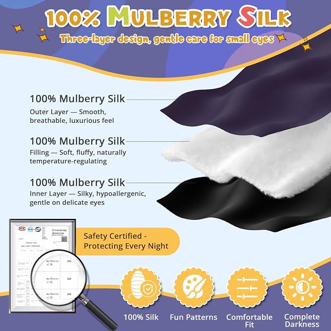 Silk Kids Sleep Mask: 100% Mulberry Silk Eye Mask, Sleeping Masks - Image 3