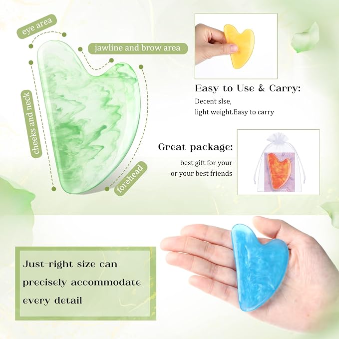 Sherr 24 Sets Gua Sha Facial Tools Bulk Resin Heart Shaped Guasha Boards - Image 3