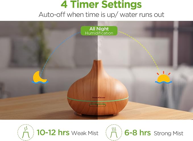 InnoGear Aromatherapy Diffuser & 10 Essential Oils Set, 400ml Diffuser - Image 4