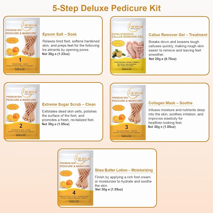Deluxe Pedicure Kit 5 Step Spa Set – Epsom Salt Soak, Callus Remover Gel - Image 3