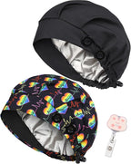 2 Pack Satin Lined Bouffant Scrub Caps - Image 5